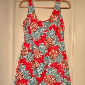 Lilly Pulitzer Coral and Blue Patterned Dress